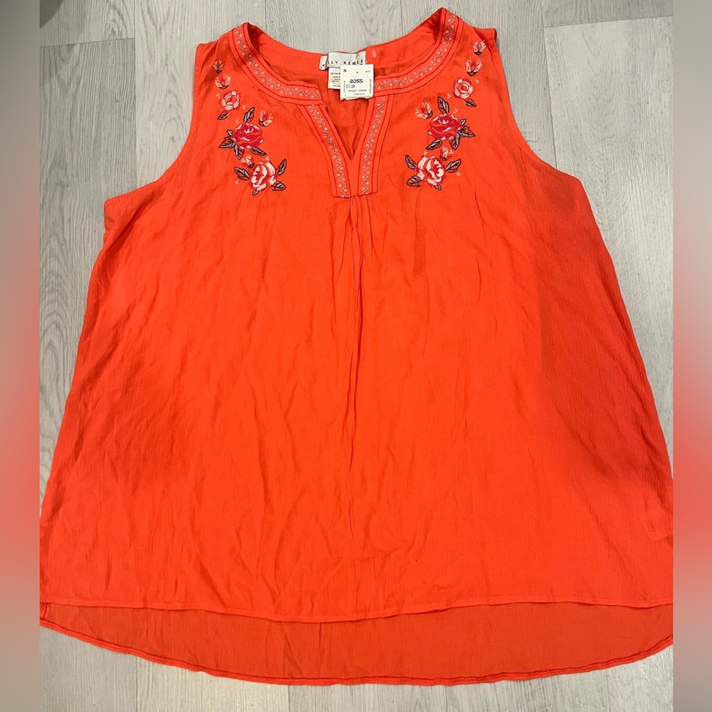 Kelly Renee coral orange peach floral 20w-22w woman’s plus size Nwts blouse